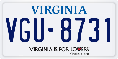 VA license plate VGU8731