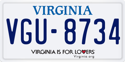 VA license plate VGU8734