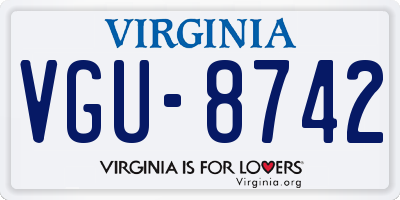 VA license plate VGU8742