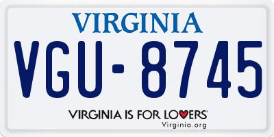 VA license plate VGU8745