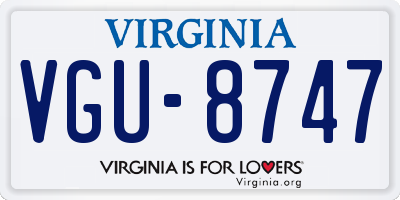 VA license plate VGU8747
