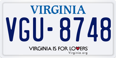 VA license plate VGU8748