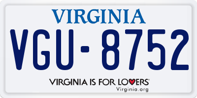 VA license plate VGU8752