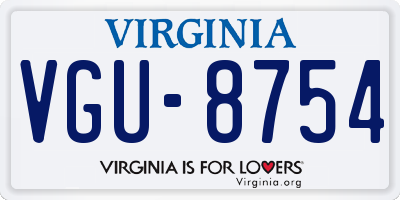 VA license plate VGU8754
