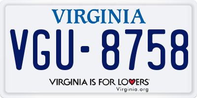 VA license plate VGU8758