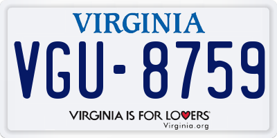 VA license plate VGU8759