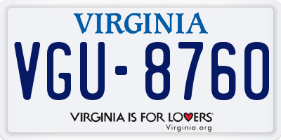 VA license plate VGU8760
