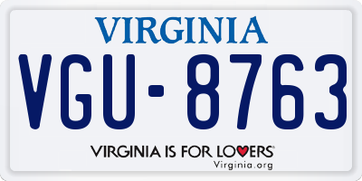 VA license plate VGU8763