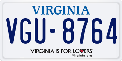 VA license plate VGU8764