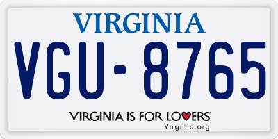 VA license plate VGU8765