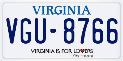 VA license plate VGU8766