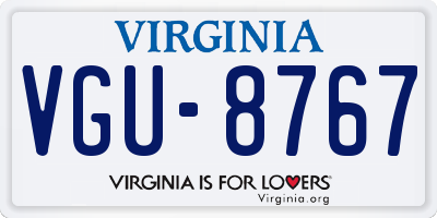 VA license plate VGU8767