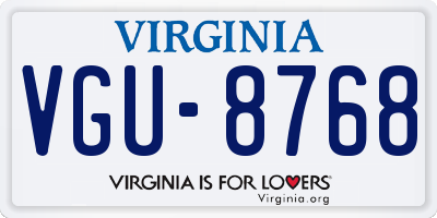 VA license plate VGU8768