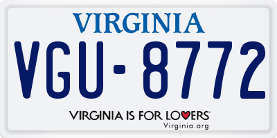 VA license plate VGU8772