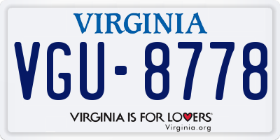 VA license plate VGU8778