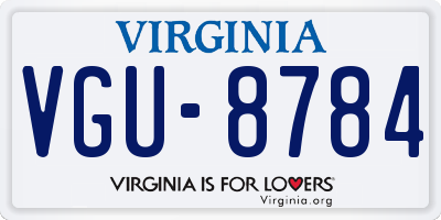 VA license plate VGU8784