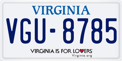 VA license plate VGU8785