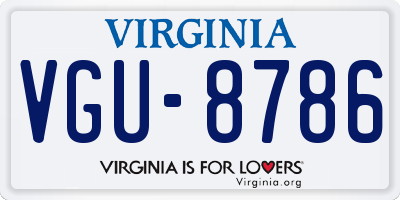 VA license plate VGU8786