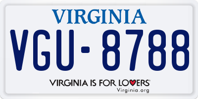 VA license plate VGU8788