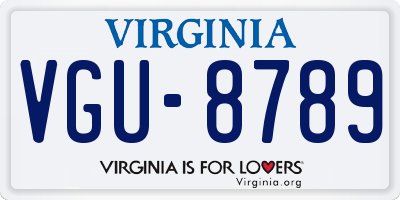 VA license plate VGU8789
