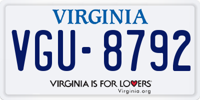 VA license plate VGU8792