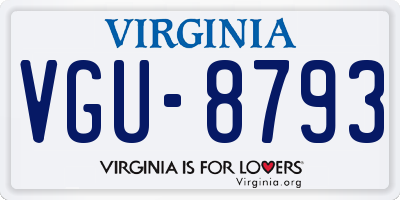 VA license plate VGU8793