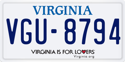 VA license plate VGU8794