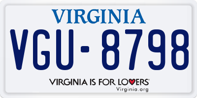 VA license plate VGU8798