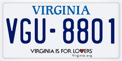 VA license plate VGU8801