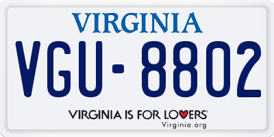 VA license plate VGU8802