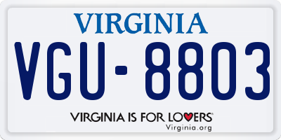 VA license plate VGU8803