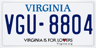 VA license plate VGU8804