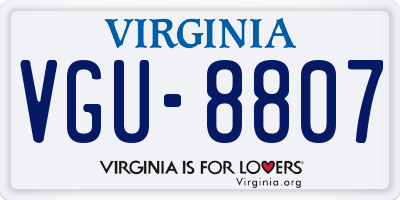 VA license plate VGU8807