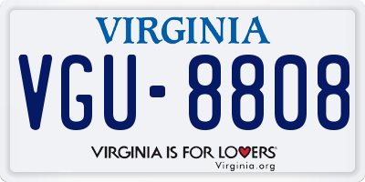 VA license plate VGU8808