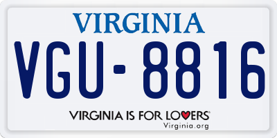 VA license plate VGU8816