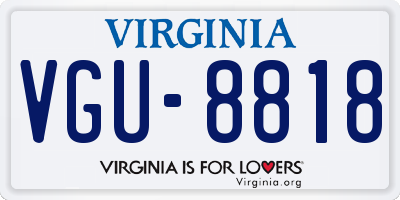 VA license plate VGU8818