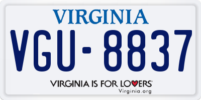 VA license plate VGU8837