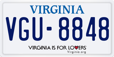 VA license plate VGU8848
