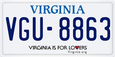 VA license plate VGU8863