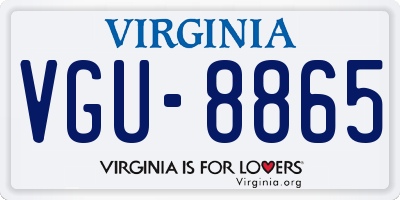 VA license plate VGU8865