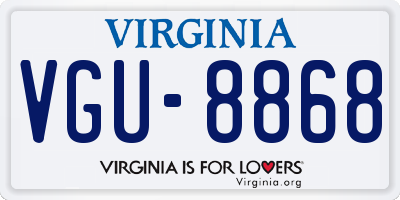VA license plate VGU8868