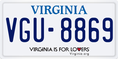 VA license plate VGU8869