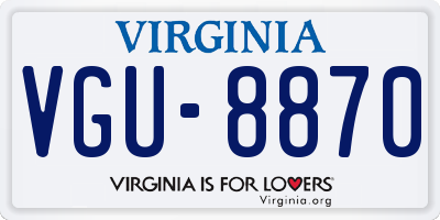 VA license plate VGU8870