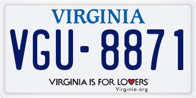 VA license plate VGU8871