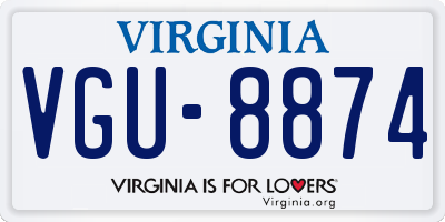 VA license plate VGU8874