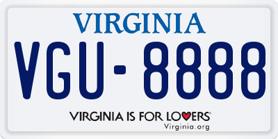VA license plate VGU8888
