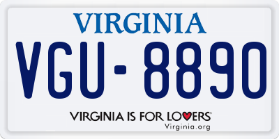 VA license plate VGU8890