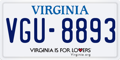 VA license plate VGU8893
