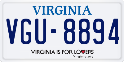 VA license plate VGU8894