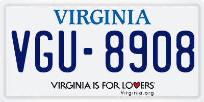 VA license plate VGU8908